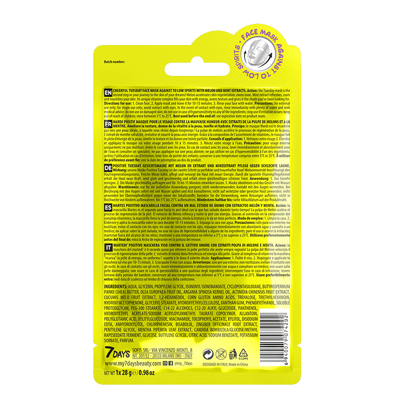 7DAYS Cheerful Tuesday Sheet Mask 28g - Image 2
