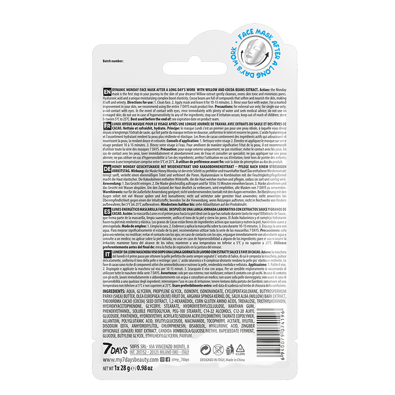 7DAYS Dynamic Monday Sheet Mask 28g - Image 2