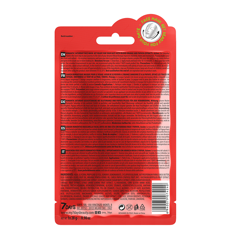 7DAYS Romantic Saturday Sheet Mask 28g - Image 2